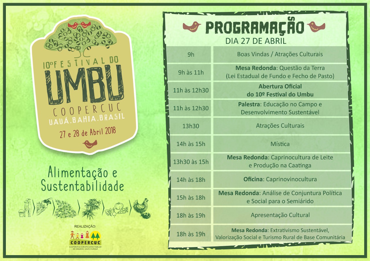 Alimentação e sustentabilidade são temas de Festival do Umbu